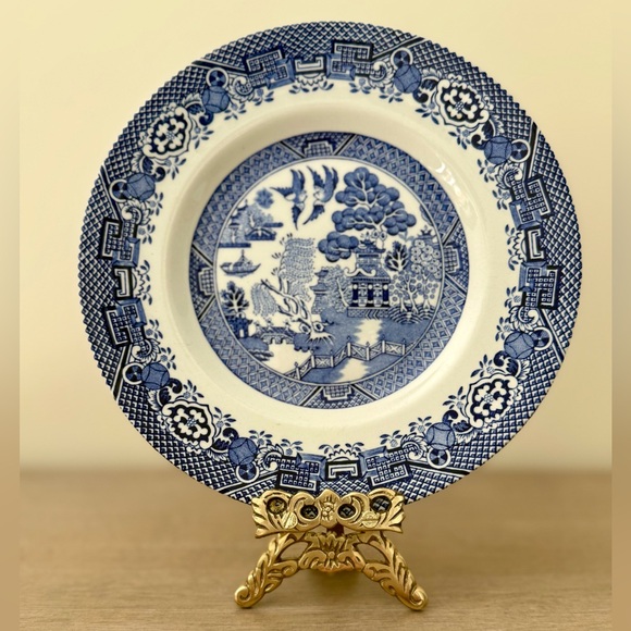 Woods Ware England Blue Willow Vintage Blue and White Plate - Picture 1 of 5